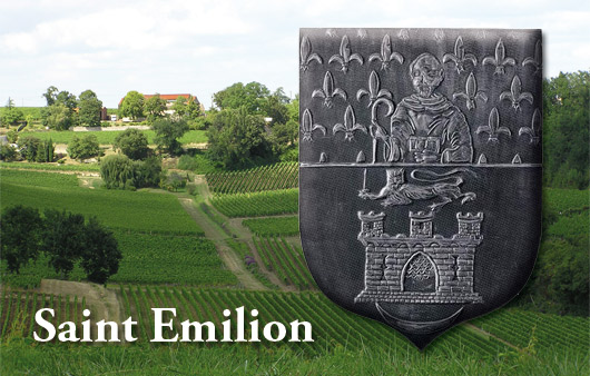 Blason St Emilion sur fond de vignes Photo montage © Matthieu MAZIERE - Festival